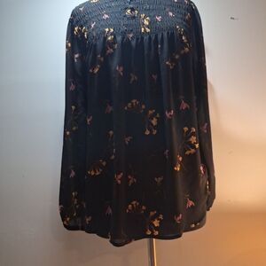 Madewell Dark Blouse with Floral Design
